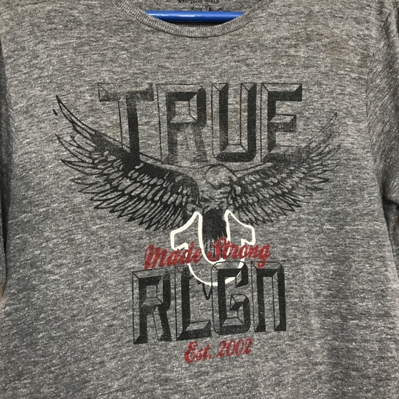 🧩True Religion Dark Grey Graphic Crewneck T-Shirt - Picture 5 of 7